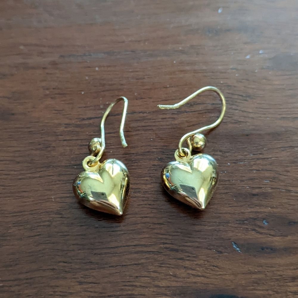 Gold Heart Earrings - Picture 4 of 7